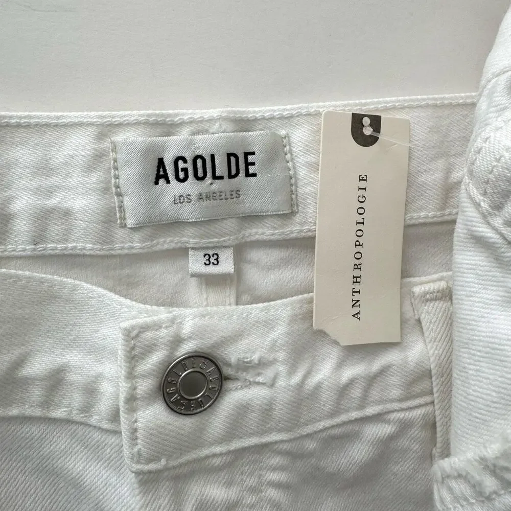 Agolde Anthropologie Parker Vintage Cutt-Off Shorts Denim Jeans in White 33 NWT - Picture 9 of 11